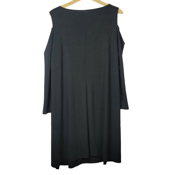 Tiana B Cocktail Dress Black 1X Cold Shoulder Knee Length Trapeze Stretchy Shift - Picture 4 of 6